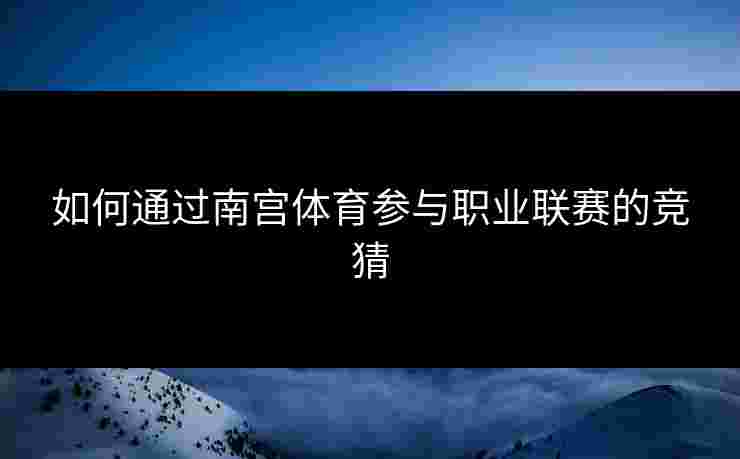 如何通过南宫体育参与职业联赛的竞猜