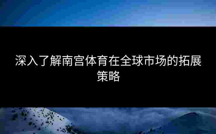 深入了解南宫体育在全球市场的拓展策略