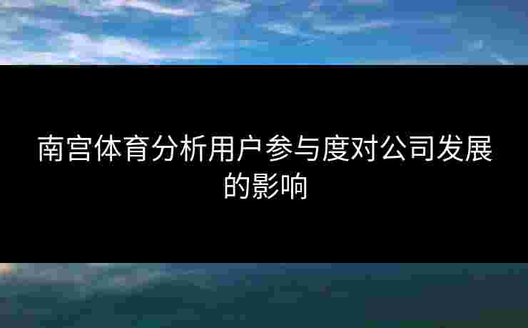 南宫体育分析用户参与度对公司发展的影响