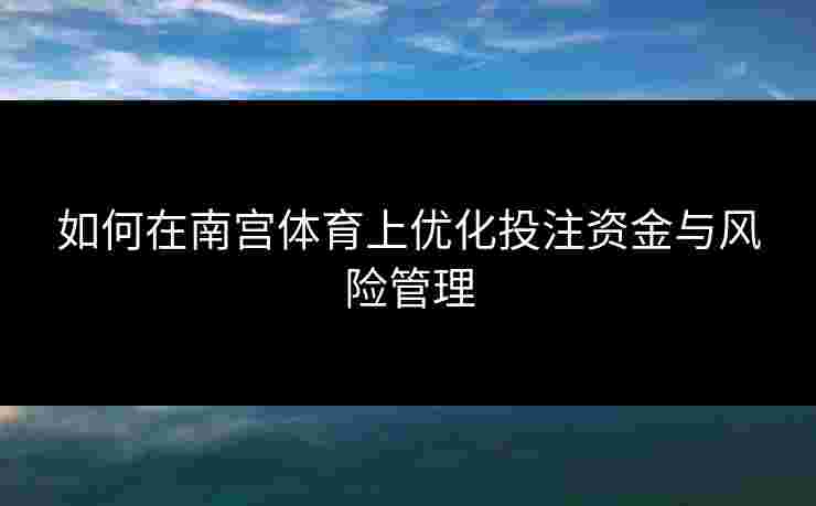 如何在南宫体育上优化投注资金与风险管理