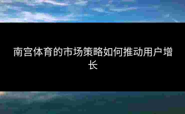 南宫体育的市场策略如何推动用户增长